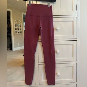 Lululemon High Waisted Leggings in light maroon